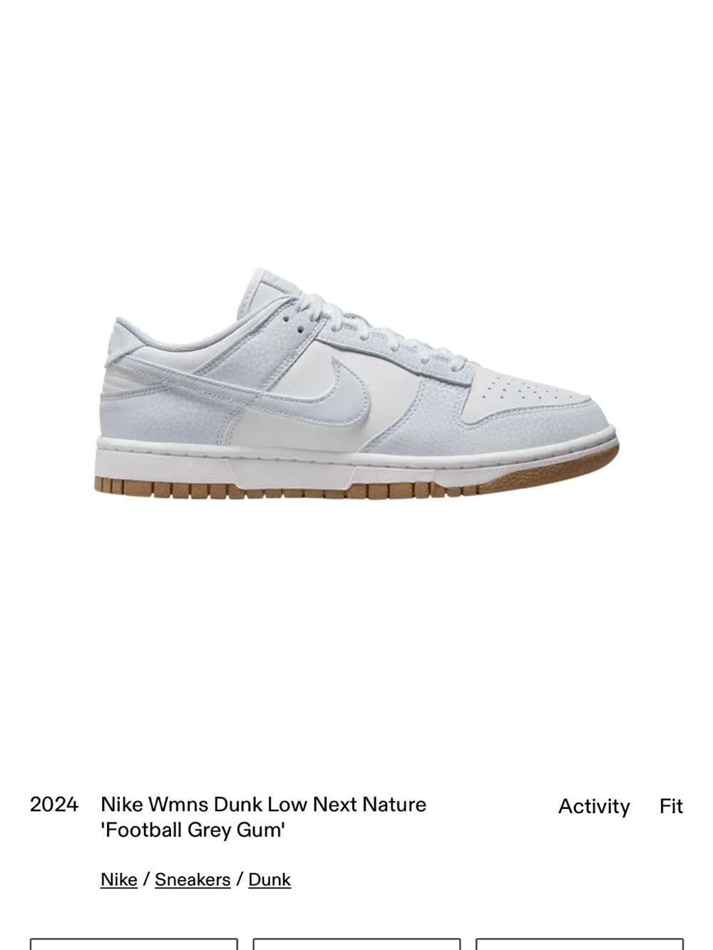 Nike Women’s Dunk Low Next Nature - White & Light Blue/Grey with Gum Sole